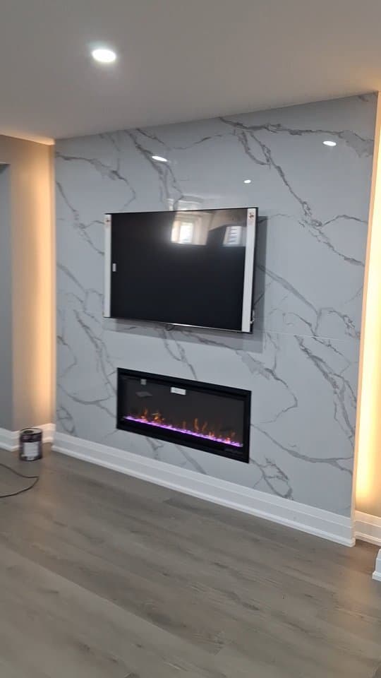 Marble feature wall with ambient LED strips
